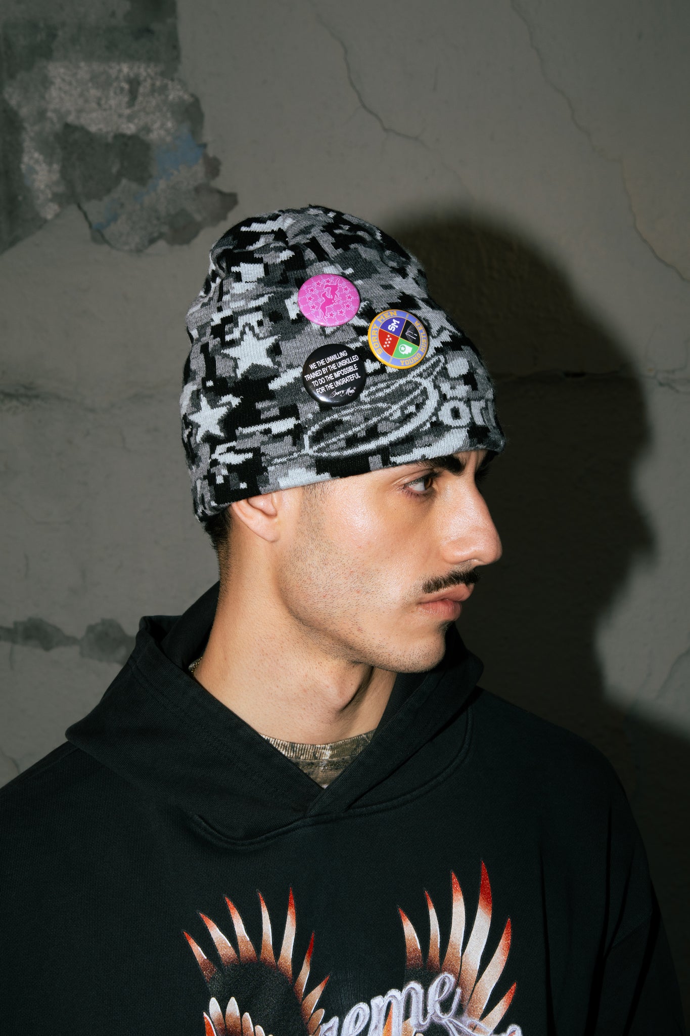 BLACK CAMMO BEANIE